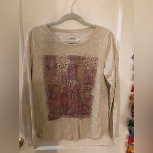 Sonoma the everyday tee, long sleeve, size large, cream/tan color